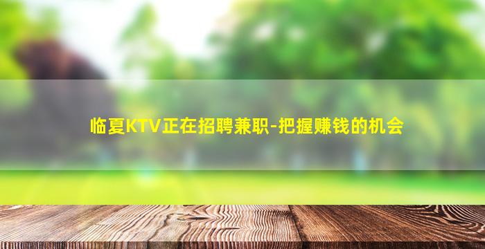 临夏KTV正在招聘兼职-把握赚钱的机会
